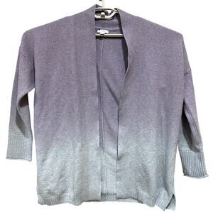 Pure Jill Cardigan Petite M Purple Gray Ombre Open Front Cotton Blend Casual